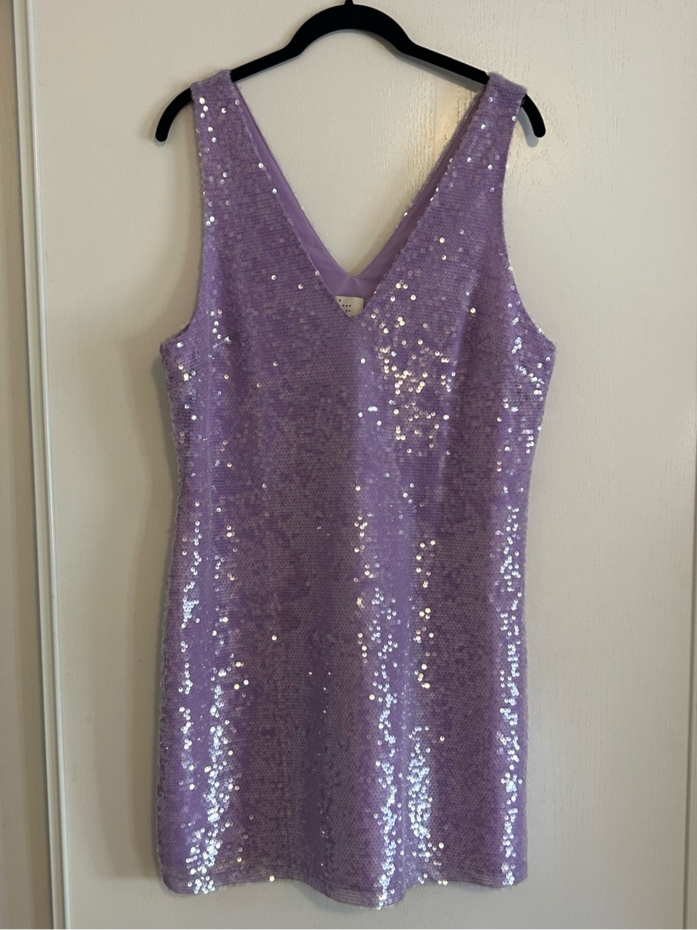 Purple Lavender Sequin V-Neck Dress